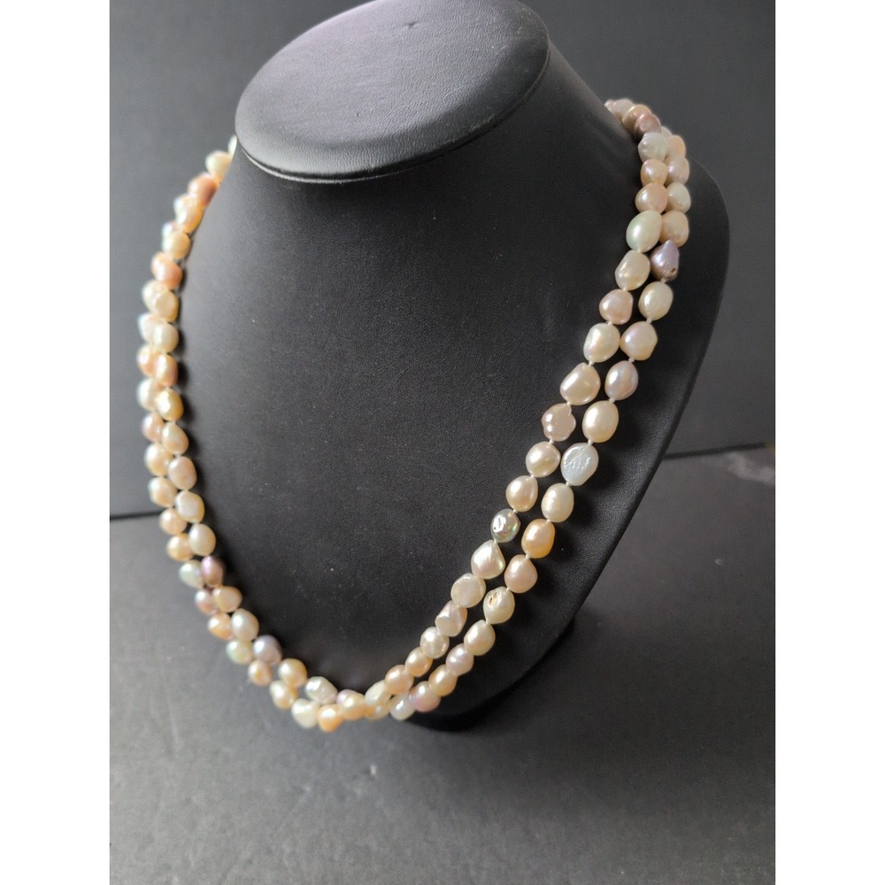 LONG MULTI COLOR BAROQUE FRESHWATER PEARL NECKLACE LENGTH 30" 169.2 GR